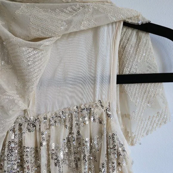 Zara Kids Champagne & Silver Sequin Party Dress | Size 7 - Picture 5 of 7